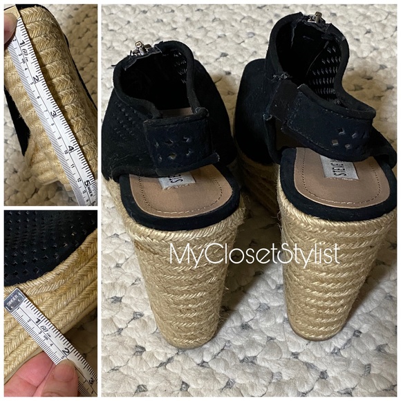 STEVE MADDEN Black Wedges Espadrilles Sandals 7.5 - Picture 5 of 6